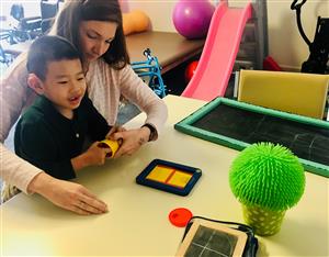 Occupational Therapist working with student 